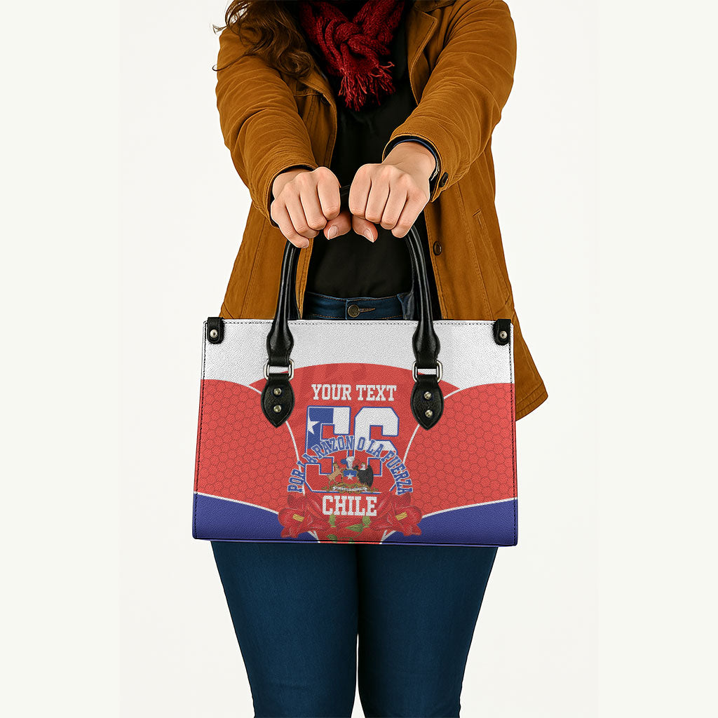 Personalized Chile Independence Day Leather Bag Chilean Code 56 Copihue Flowers