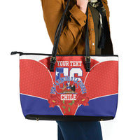Personalized Chile Independence Day Leather Tote Bag Chilean Code 56 Copihue Flowers