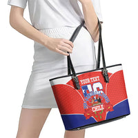 Personalized Chile Independence Day Leather Tote Bag Chilean Code 56 Copihue Flowers