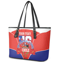 Personalized Chile Independence Day Leather Tote Bag Chilean Code 56 Copihue Flowers
