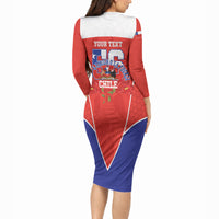 Personalized Chile Independence Day Long Sleeve Bodycon Dress Chilean Code 56 Copihue Flowers
