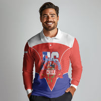 Personalized Chile Independence Day Long Sleeve Polo Shirt Chilean Code 56 Copihue Flowers