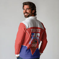 Personalized Chile Independence Day Long Sleeve Polo Shirt Chilean Code 56 Copihue Flowers