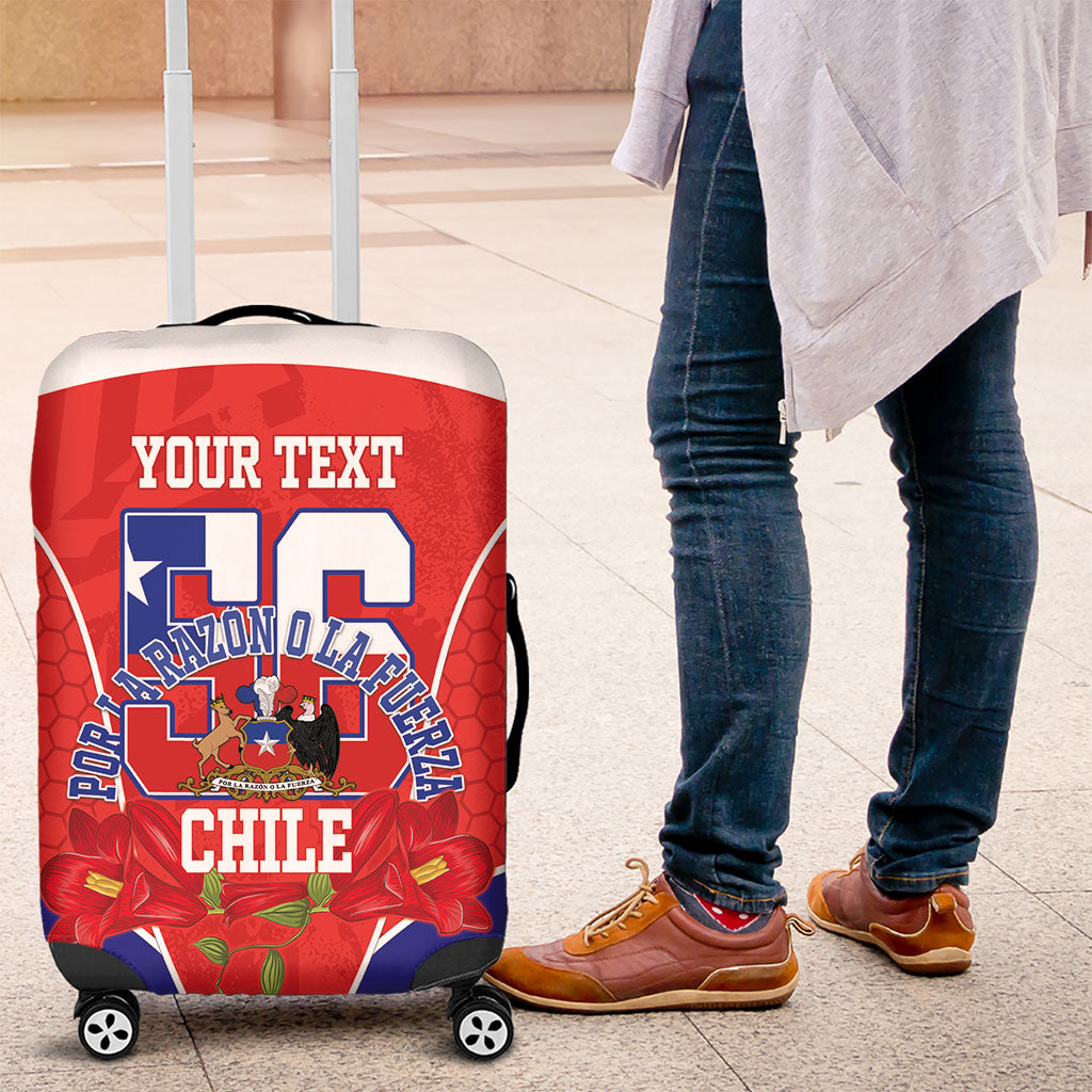 Personalized Chile Independence Day Luggage Cover Chilean Code 56 Copihue Flowers