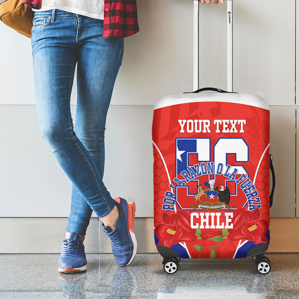 Personalized Chile Independence Day Luggage Cover Chilean Code 56 Copihue Flowers