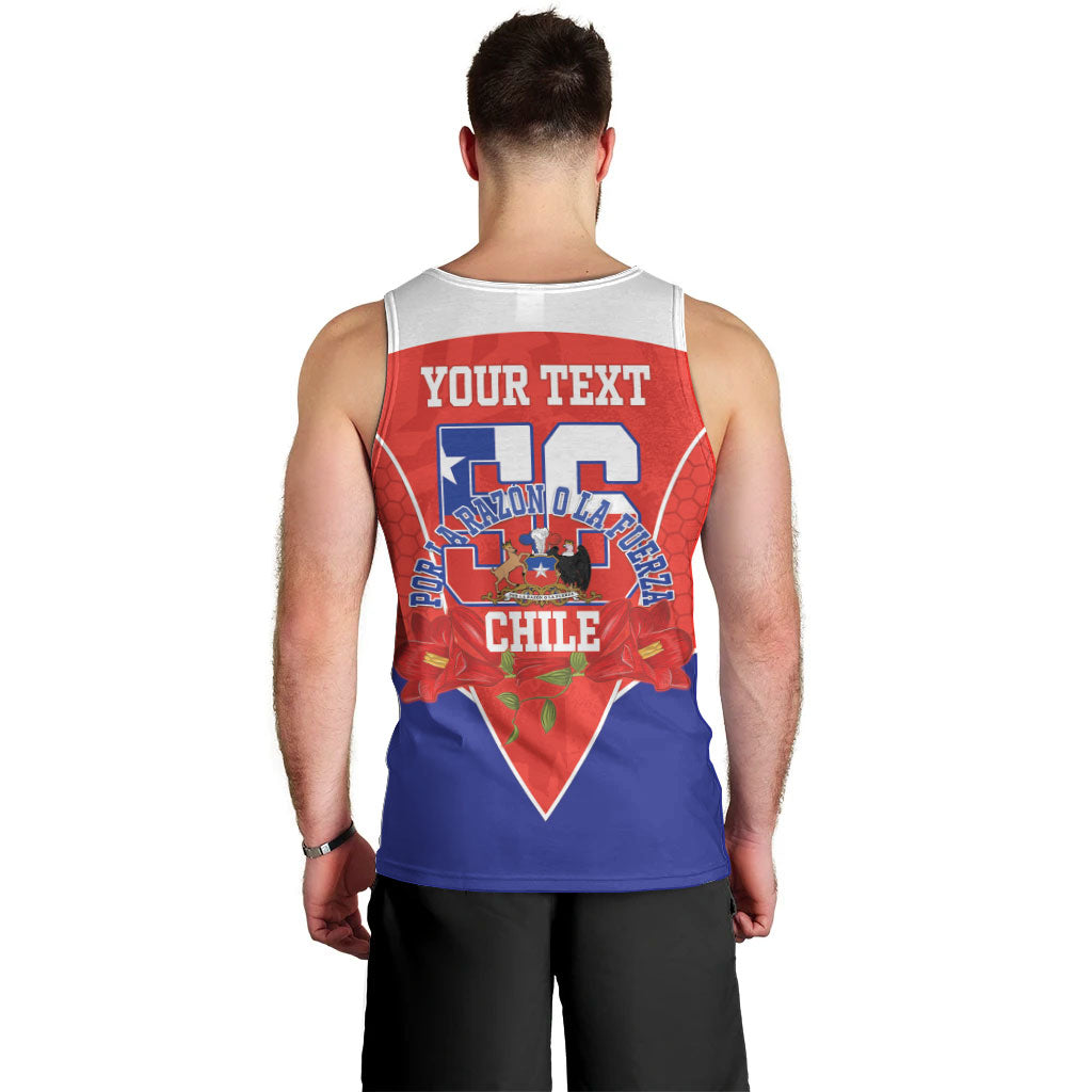Personalized Chile Independence Day Men Tank Top Chilean Code 56 Copihue Flowers