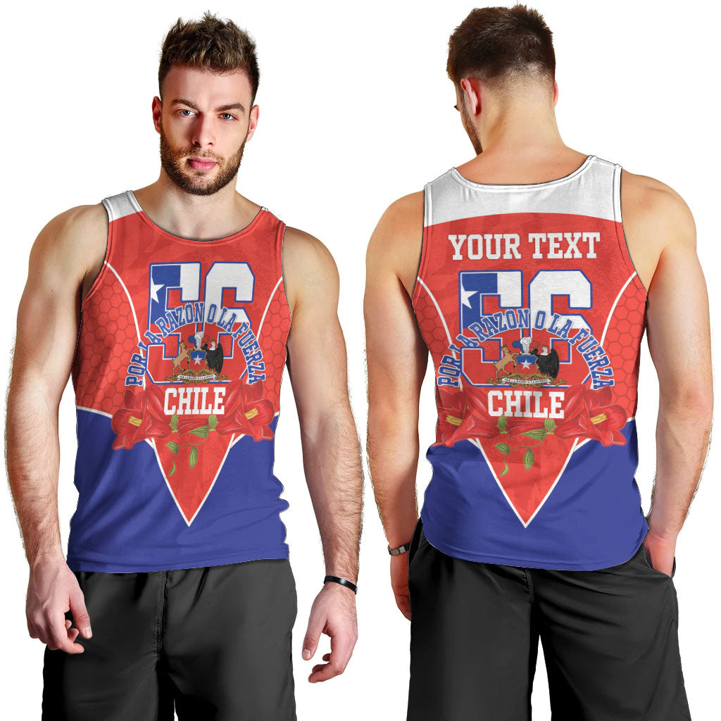 Personalized Chile Independence Day Men Tank Top Chilean Code 56 Copihue Flowers