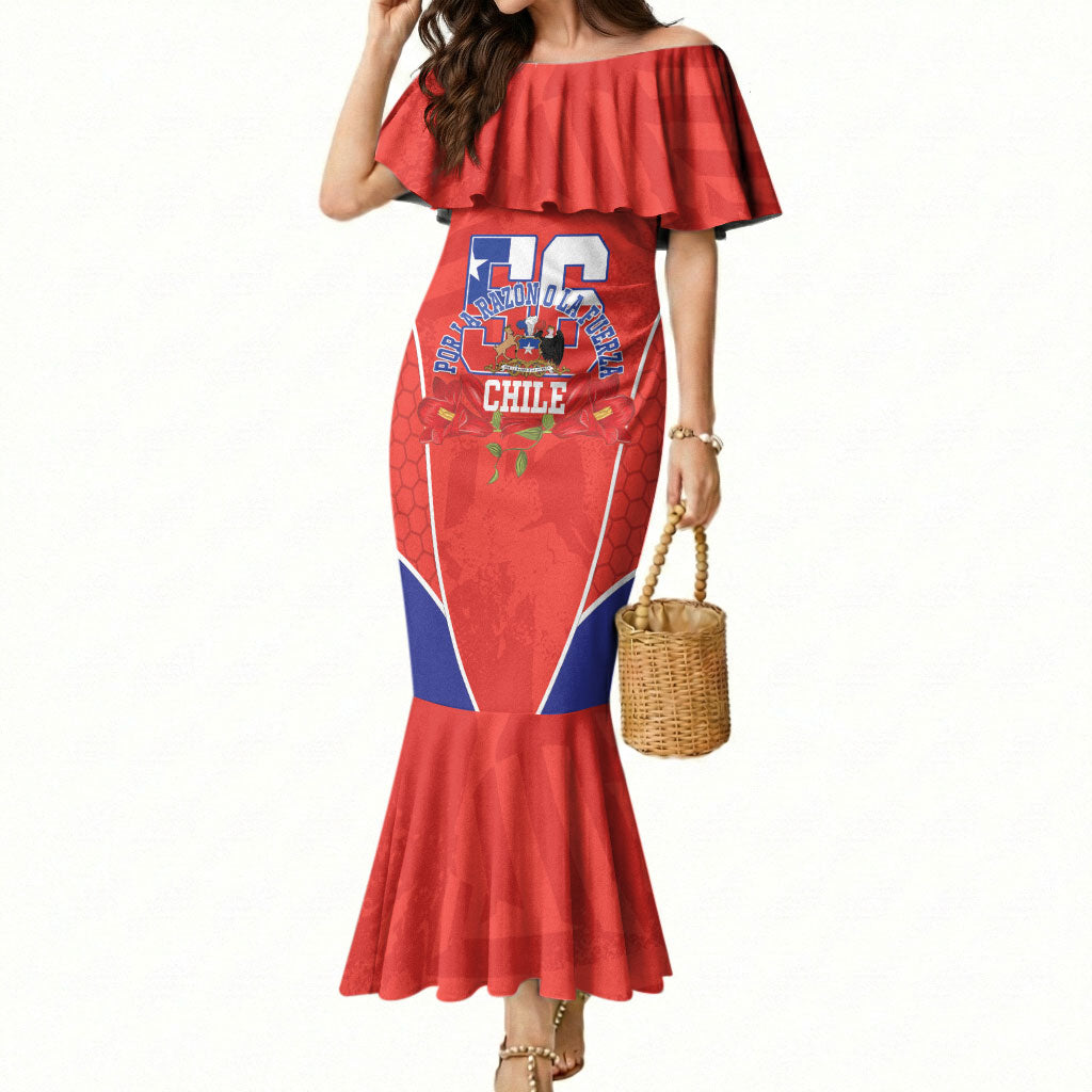 Personalized Chile Independence Day Mermaid Dress Chilean Code 56 Copihue Flowers