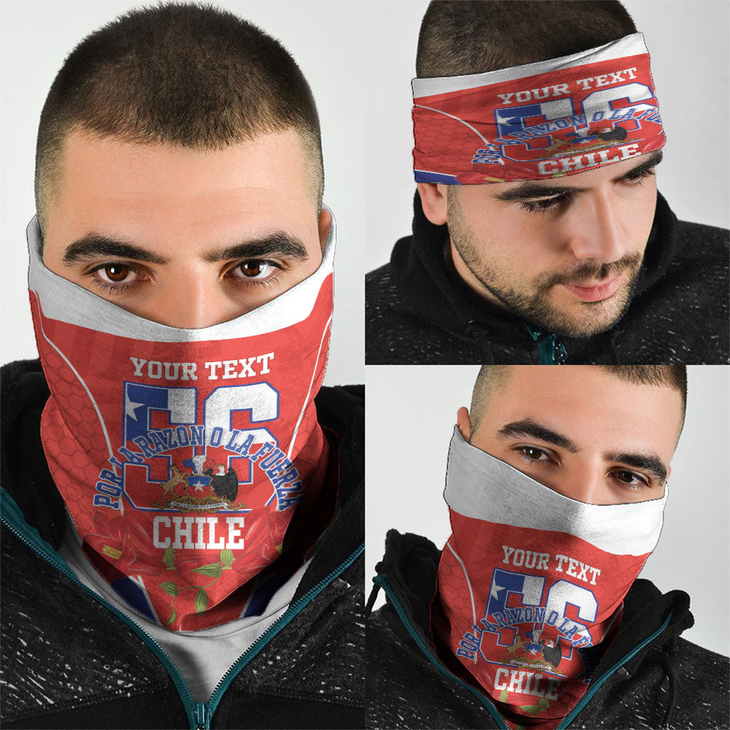Personalized Chile Independence Day Neck Gaiter Chilean Code 56 Copihue Flowers
