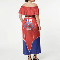 Personalized Chile Independence Day Off Shoulder Maxi Dress Chilean Code 56 Copihue Flowers