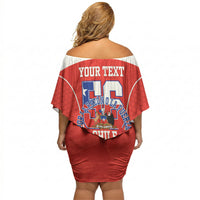 Personalized Chile Independence Day Off Shoulder Short Dress Chilean Code 56 Copihue Flowers