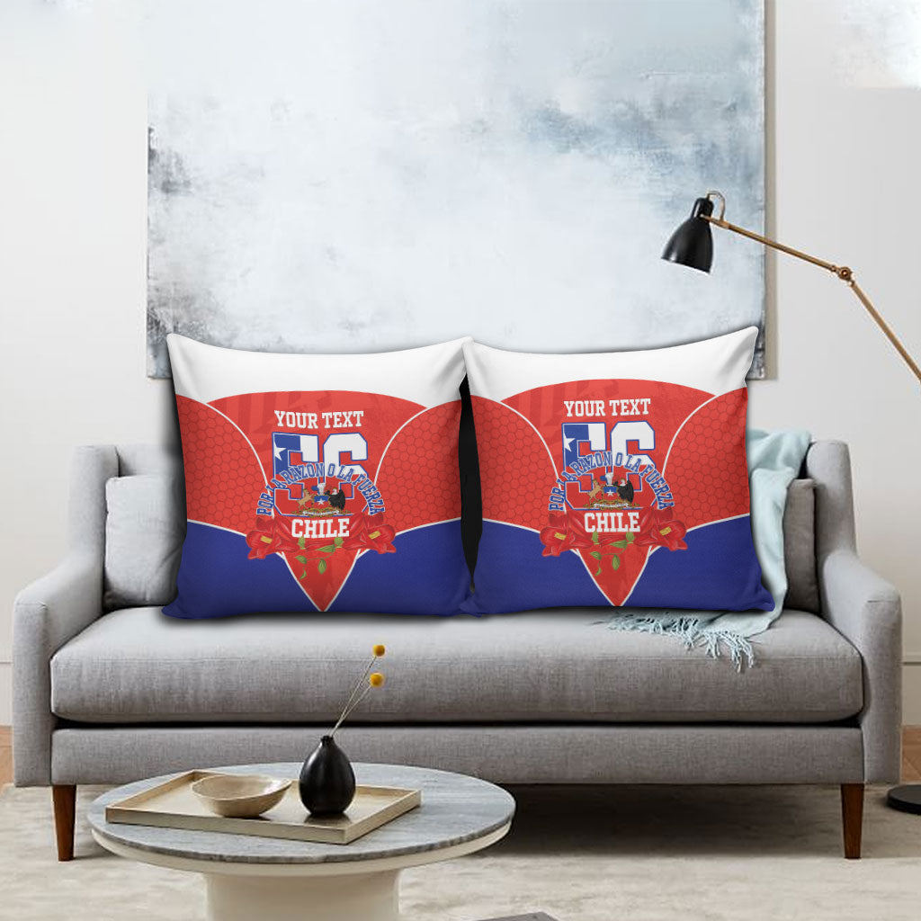 Personalized Chile Independence Day Pillow Cover Chilean Code 56 Copihue Flowers