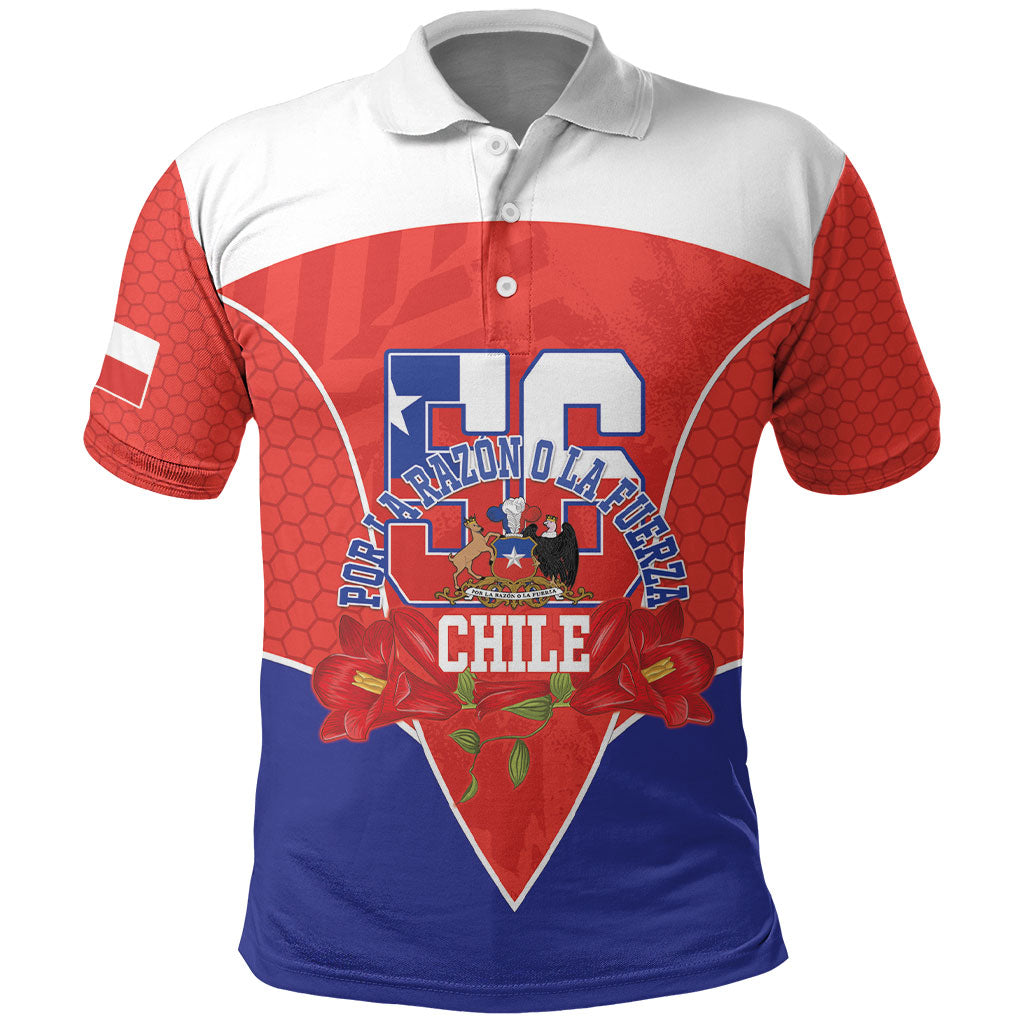 Personalized Chile Independence Day Polo Shirt Chilean Code 56 Copihue Flowers