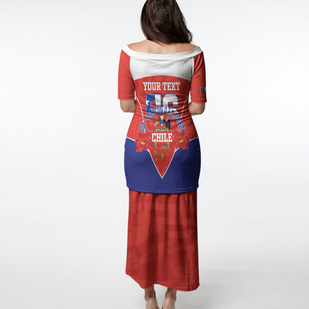 Personalized Chile Independence Day Puletasi Chilean Code 56 Copihue Flowers