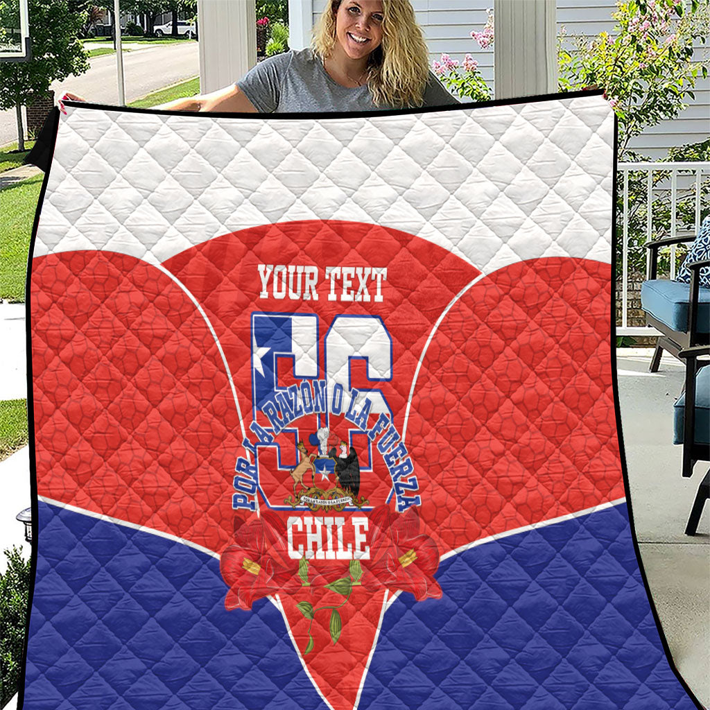 Personalized Chile Independence Day Quilt Chilean Code 56 Copihue Flowers
