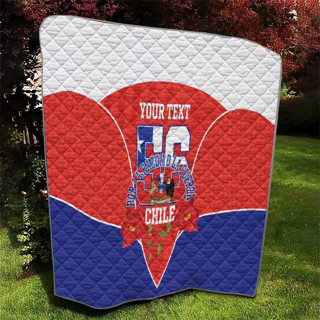 Personalized Chile Independence Day Quilt Chilean Code 56 Copihue Flowers