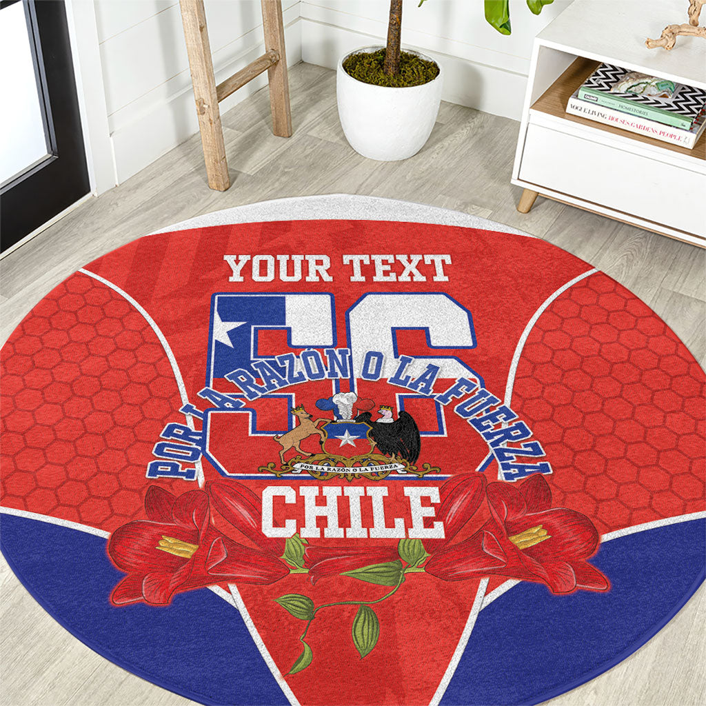 Personalized Chile Independence Day Round Carpet Chilean Code 56 Copihue Flowers