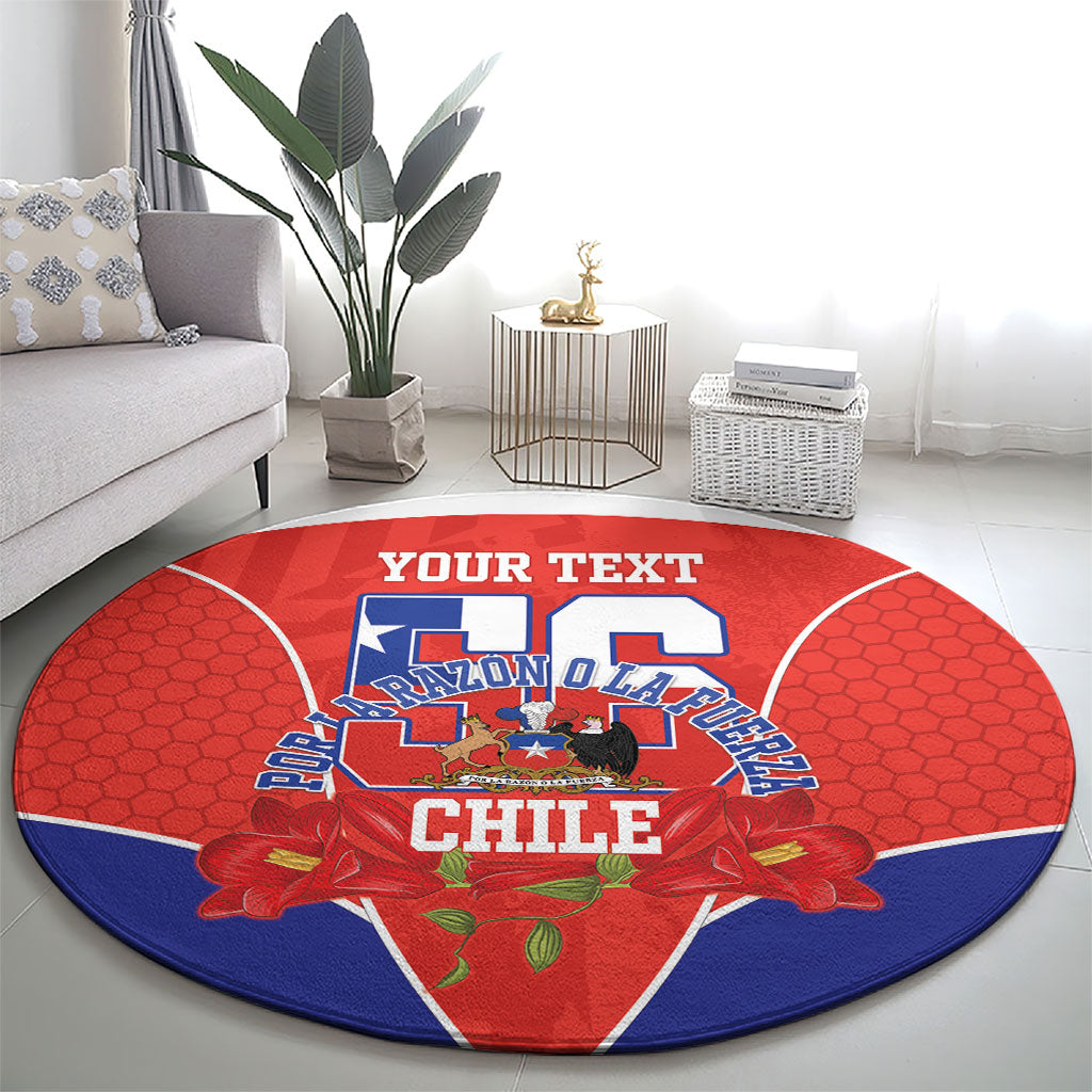 Personalized Chile Independence Day Round Carpet Chilean Code 56 Copihue Flowers