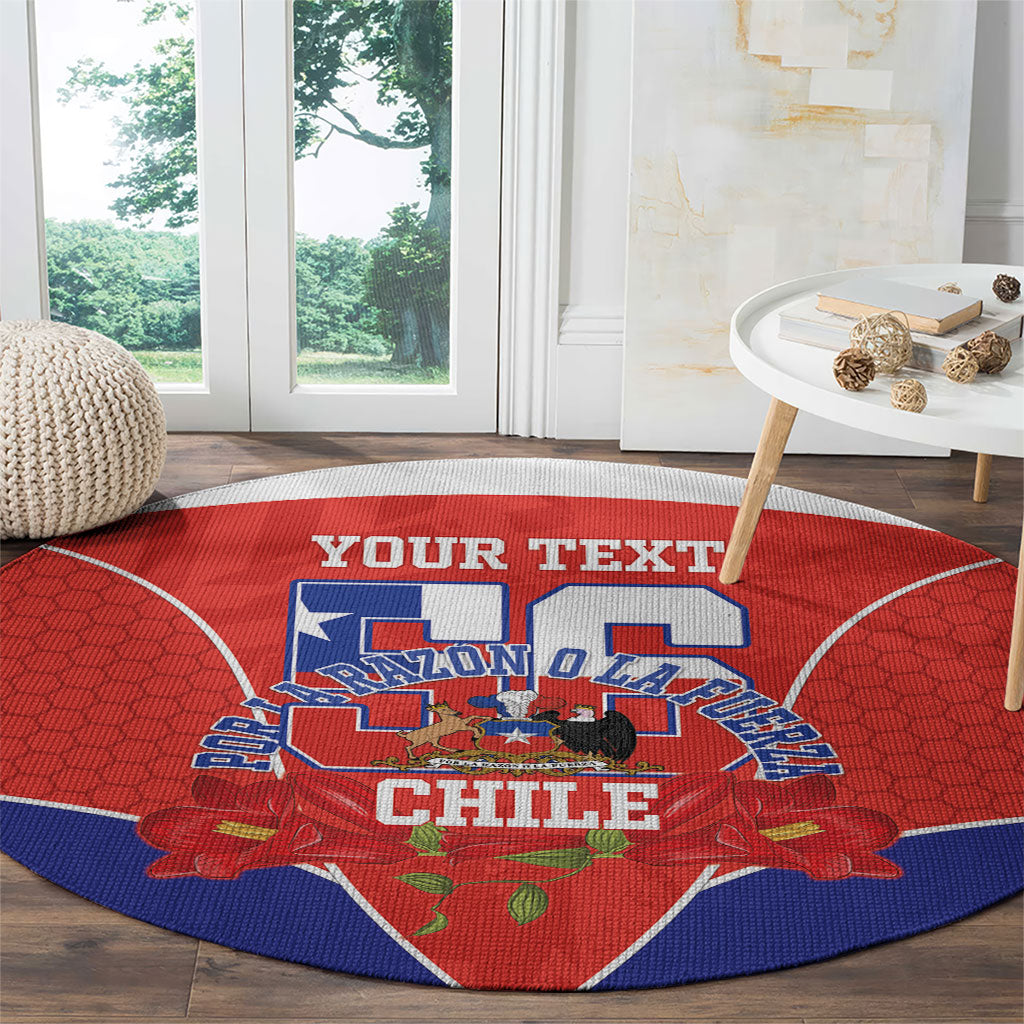 Personalized Chile Independence Day Round Carpet Chilean Code 56 Copihue Flowers