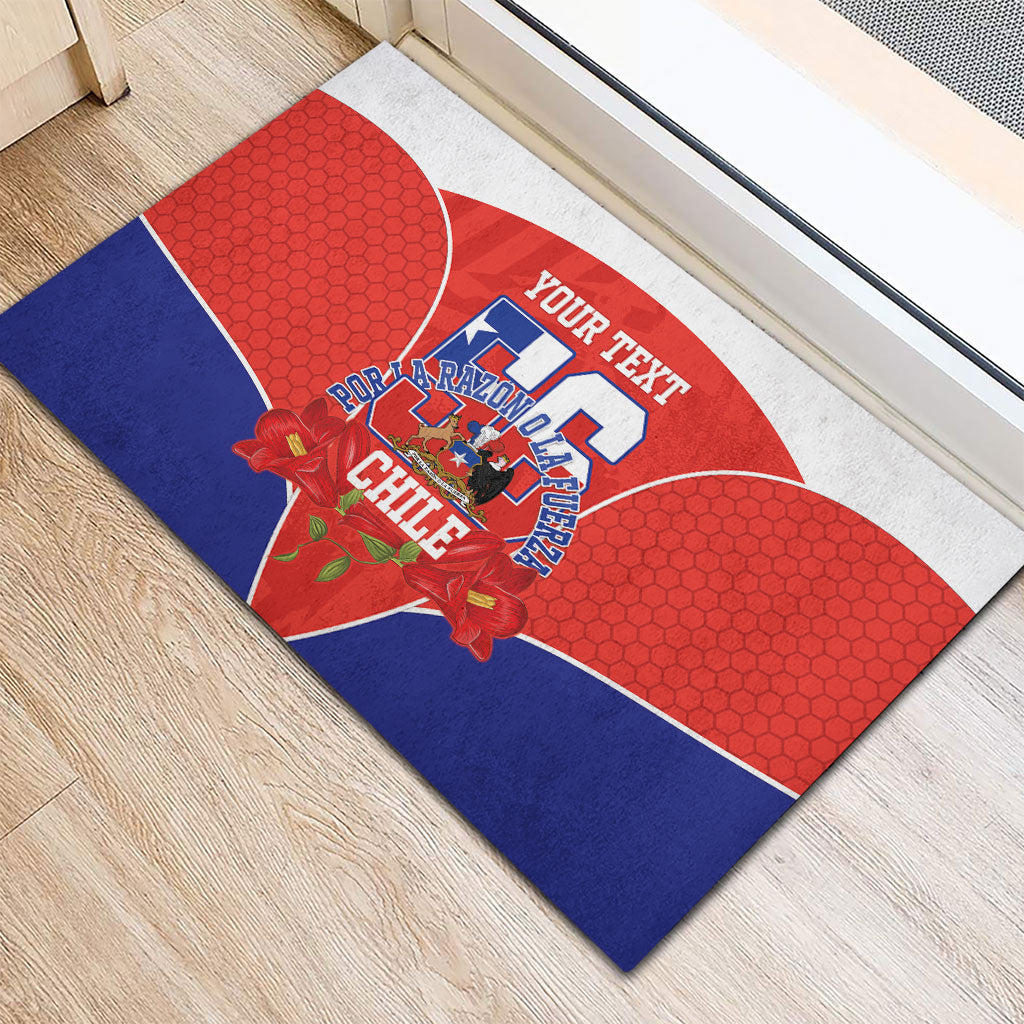 Personalized Chile Independence Day Rubber Doormat Chilean Code 56 Copihue Flowers