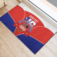 Personalized Chile Independence Day Rubber Doormat Chilean Code 56 Copihue Flowers