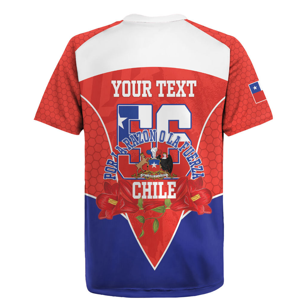 Personalized Chile Independence Day Rugby Jersey Chilean Code 56 Copihue Flowers