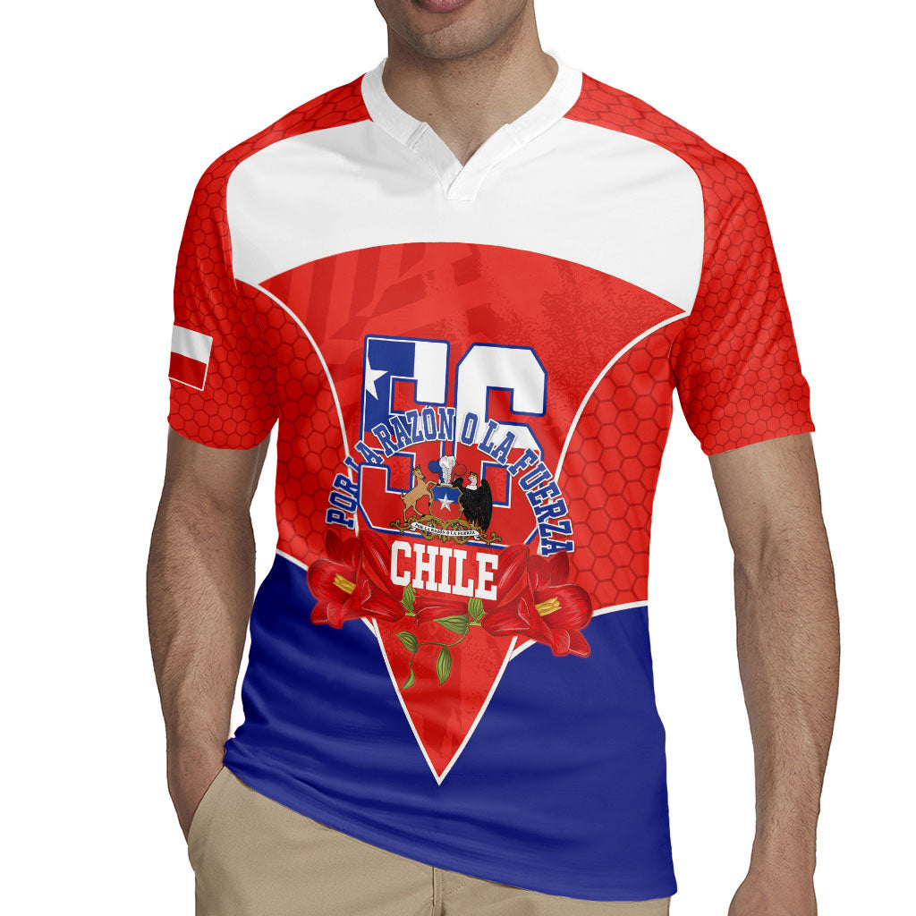 Personalized Chile Independence Day Rugby Jersey Chilean Code 56 Copihue Flowers