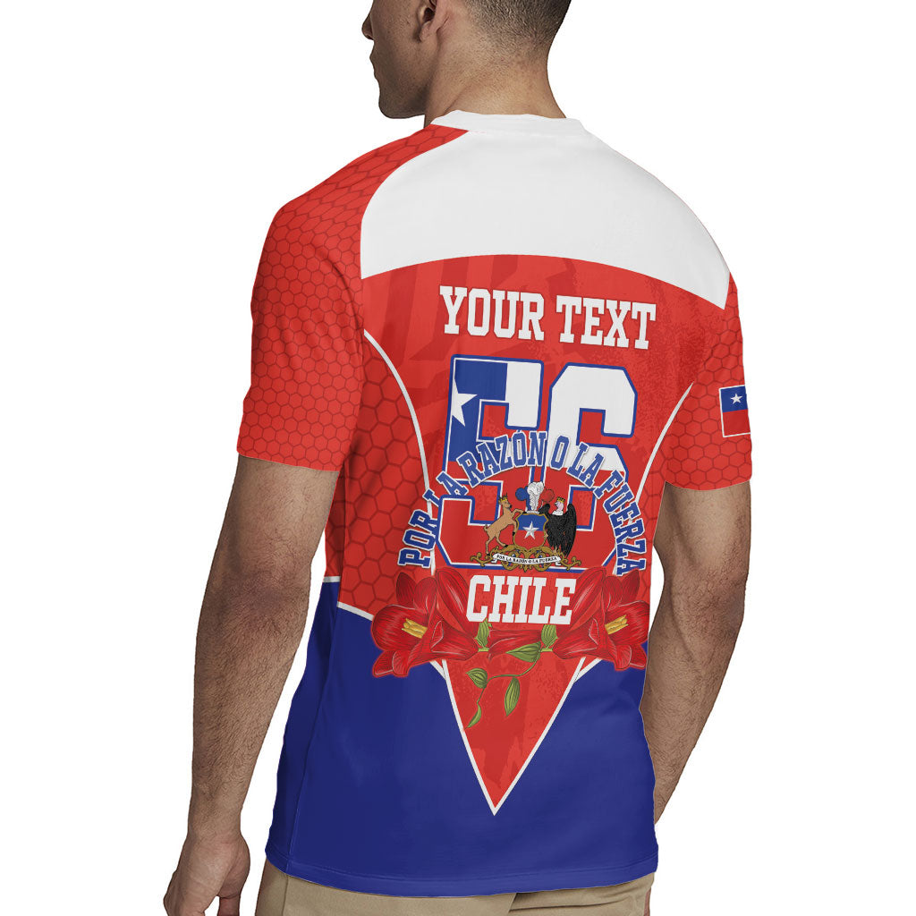 Personalized Chile Independence Day Rugby Jersey Chilean Code 56 Copihue Flowers