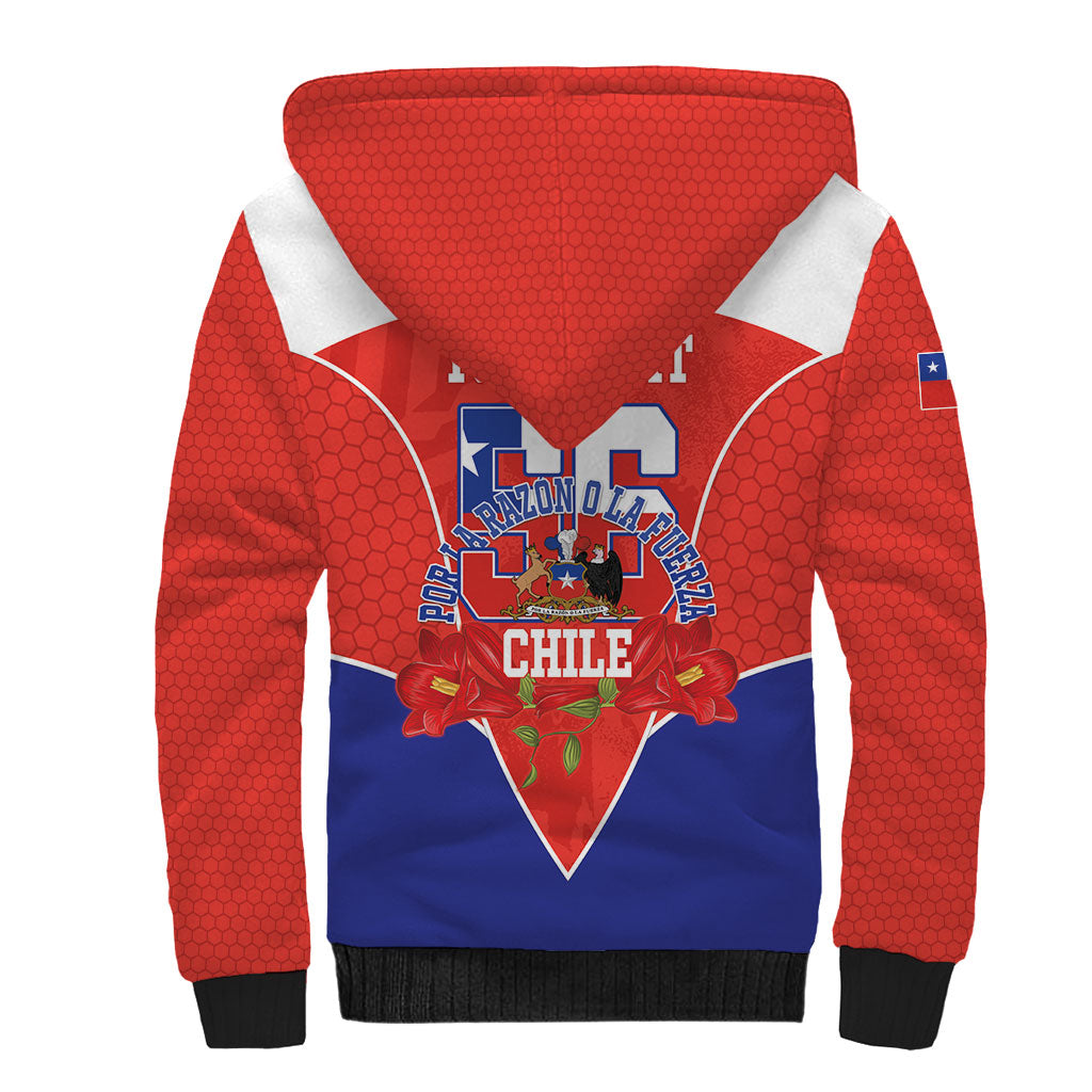 Personalized Chile Independence Day Sherpa Hoodie Chilean Code 56 Copihue Flowers