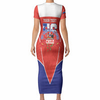 Personalized Chile Independence Day Short Sleeve Bodycon Dress Chilean Code 56 Copihue Flowers