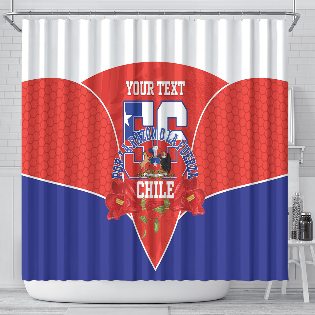 Personalized Chile Independence Day Shower Curtain Chilean Code 56 Copihue Flowers