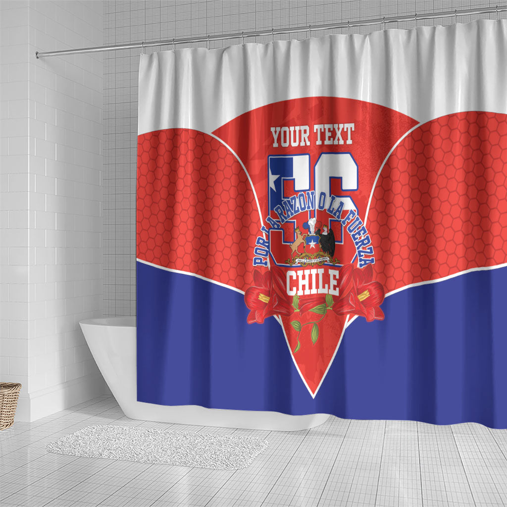 Personalized Chile Independence Day Shower Curtain Chilean Code 56 Copihue Flowers