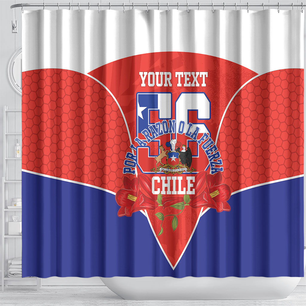 Personalized Chile Independence Day Shower Curtain Chilean Code 56 Copihue Flowers
