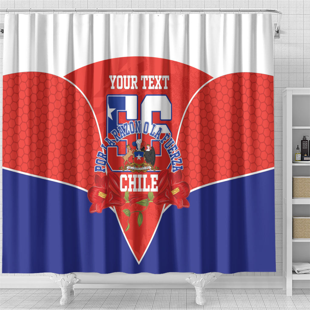 Personalized Chile Independence Day Shower Curtain Chilean Code 56 Copihue Flowers