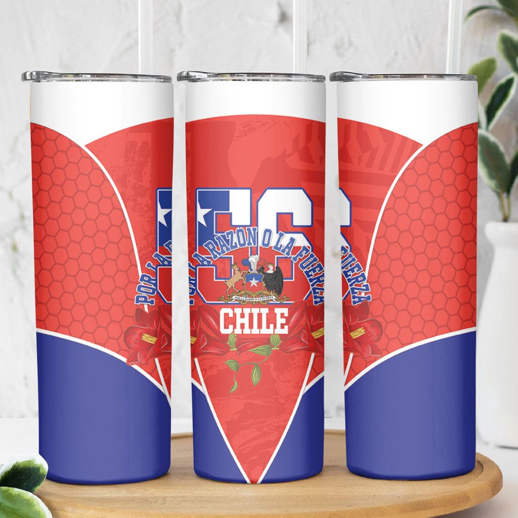 Chile Independence Day Skinny Tumbler Chilean Code 56 Copihue Flowers