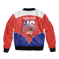 Personalized Chile Independence Day Sleeve Zip Bomber Jacket Chilean Code 56 Copihue Flowers