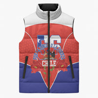 Personalized Chile Independence Day Sleeveless Puffer Jacket Chilean Code 56 Copihue Flowers