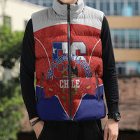 Personalized Chile Independence Day Sleeveless Puffer Jacket Chilean Code 56 Copihue Flowers