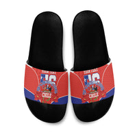 Personalized Chile Independence Day Slide Sandals Chilean Code 56 Copihue Flowers