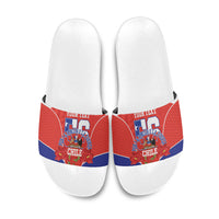 Personalized Chile Independence Day Slide Sandals Chilean Code 56 Copihue Flowers