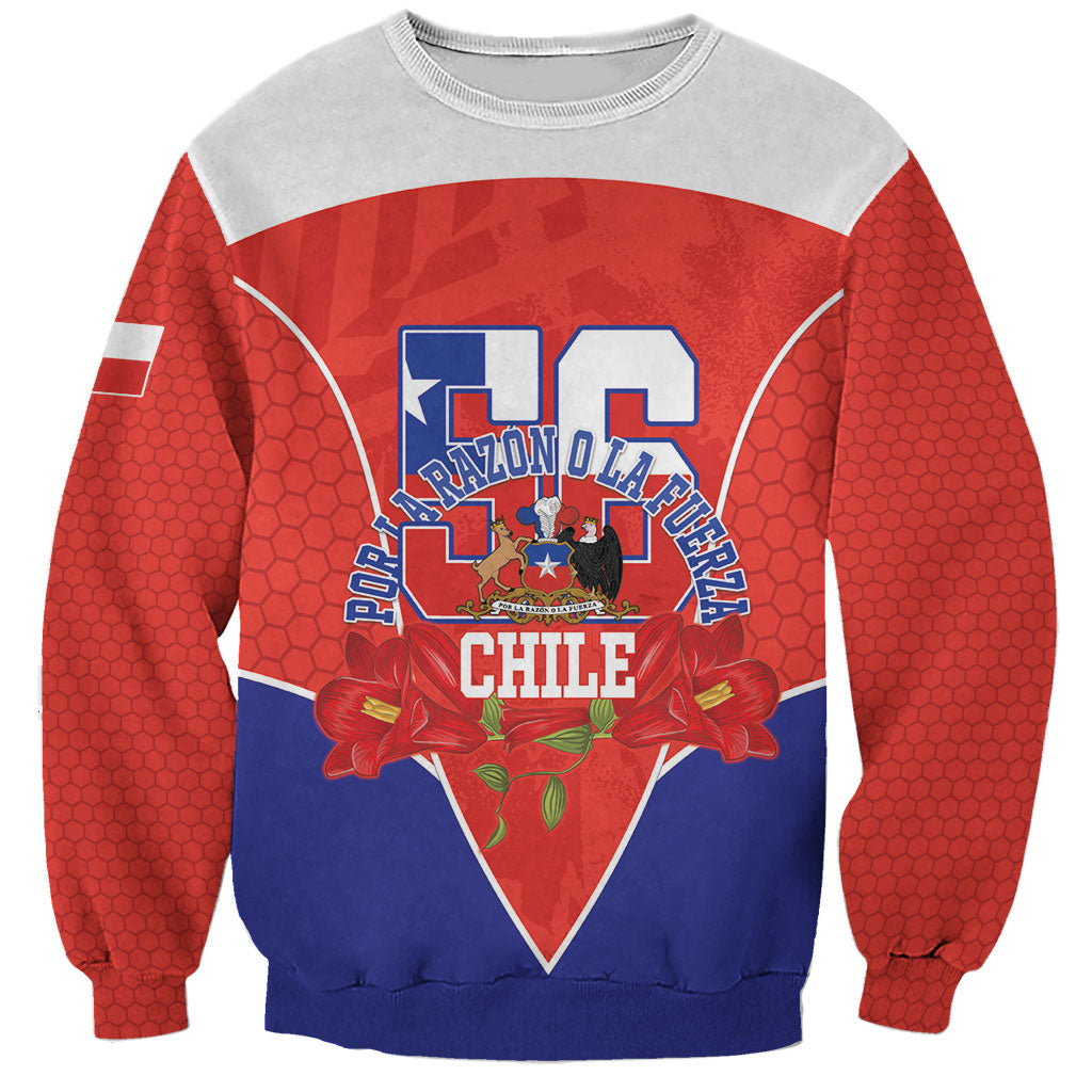 Personalized Chile Independence Day Sweatshirt Chilean Code 56 Copihue Flowers