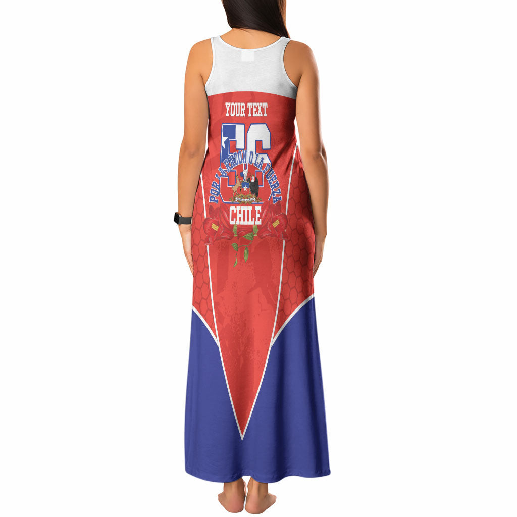 Personalized Chile Independence Day Tank Maxi Dress Chilean Code 56 Copihue Flowers