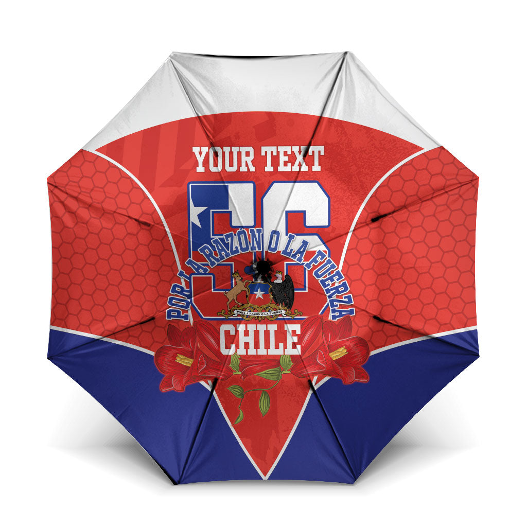 Personalized Chile Independence Day Umbrella Chilean Code 56 Copihue Flowers