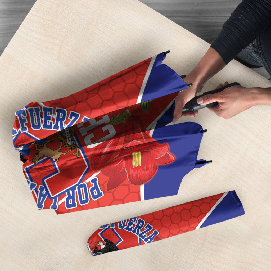 Personalized Chile Independence Day Umbrella Chilean Code 56 Copihue Flowers
