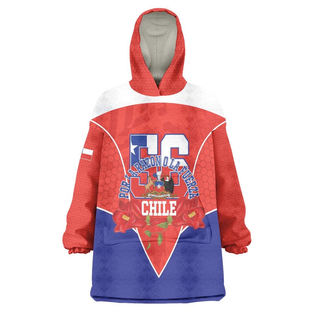 Personalized Chile Independence Day Wearable Blanket Hoodie Chilean Code 56 Copihue Flowers