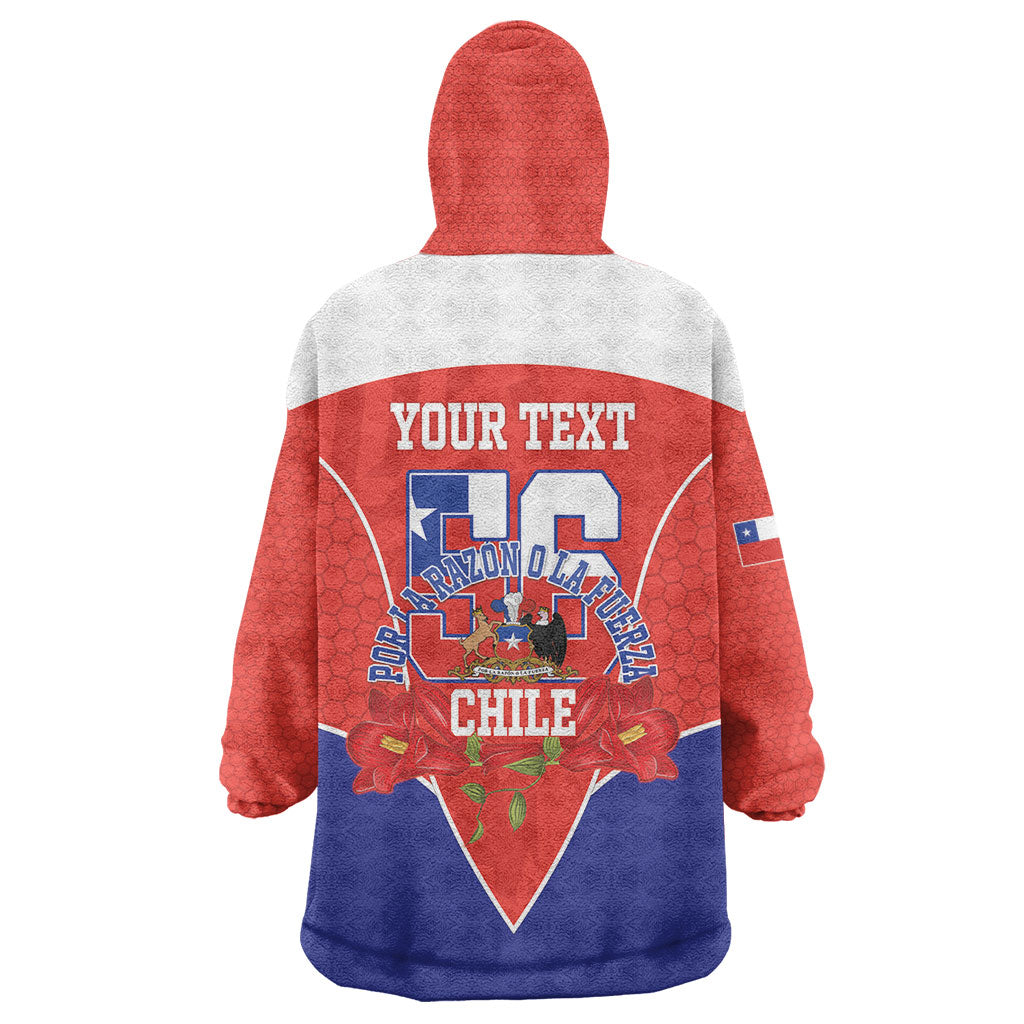 Personalized Chile Independence Day Wearable Blanket Hoodie Chilean Code 56 Copihue Flowers