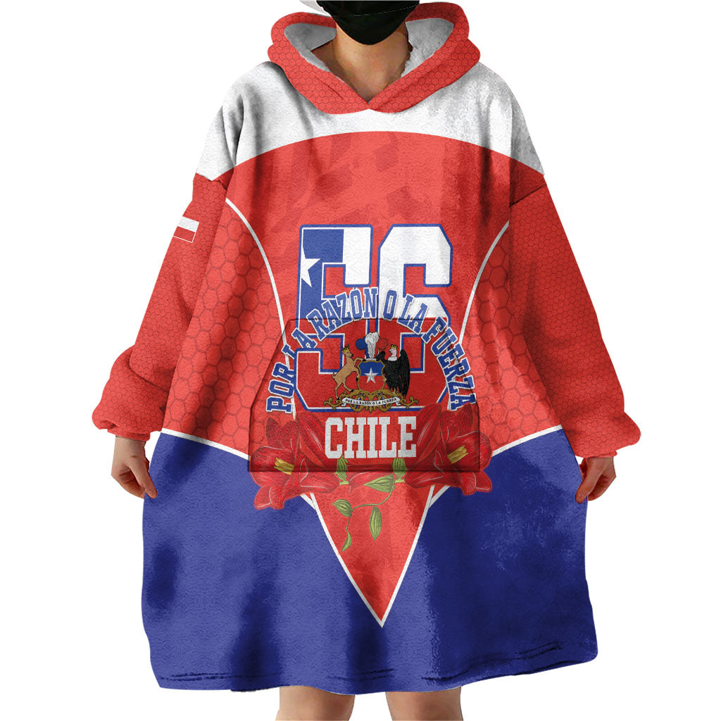 Personalized Chile Independence Day Wearable Blanket Hoodie Chilean Code 56 Copihue Flowers