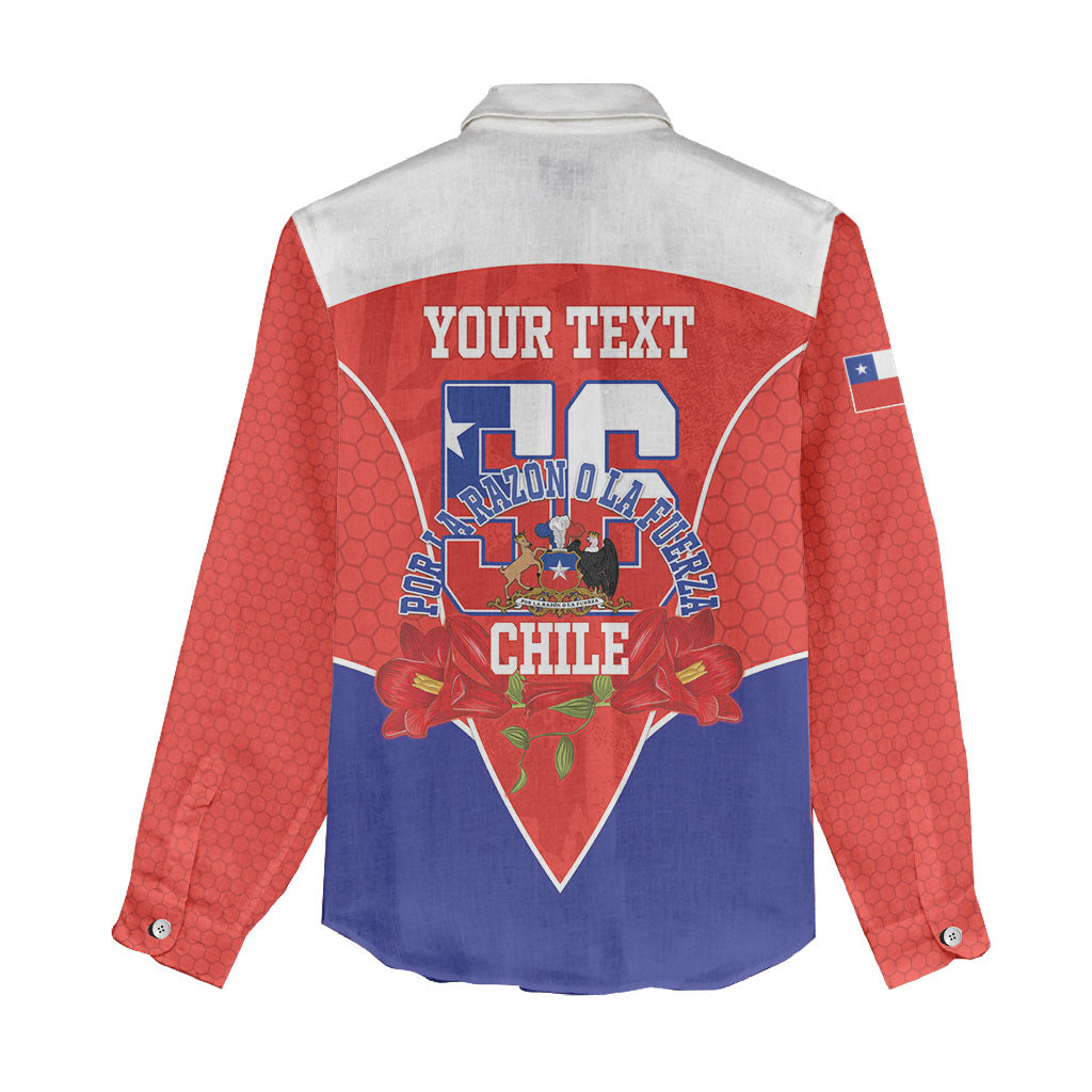 Personalized Chile Independence Day Women Casual Shirt Chilean Code 56 Copihue Flowers