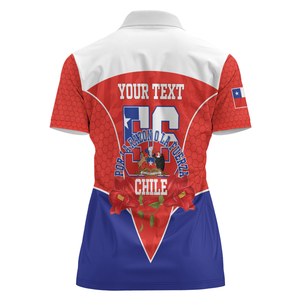 Personalized Chile Independence Day Women Polo Shirt Chilean Code 56 Copihue Flowers