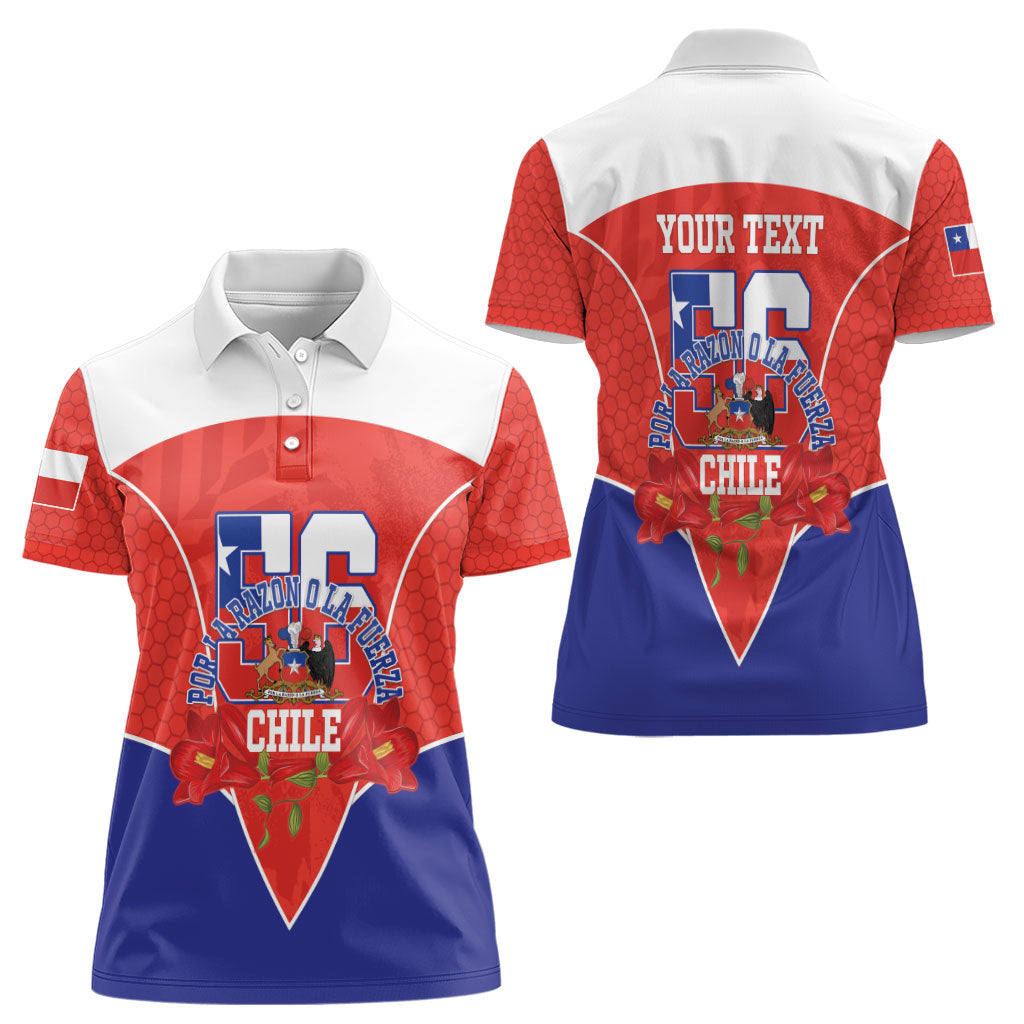 Personalized Chile Independence Day Women Polo Shirt Chilean Code 56 Copihue Flowers